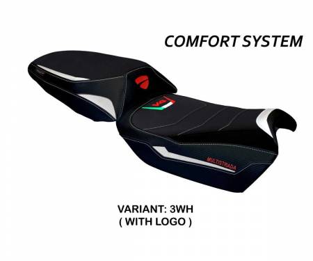 DMLV4G-3WH-1 Seat saddle cover Galmi comfort system White WH + logo T.I. for Ducati Multistrada V4 2021 > 2024