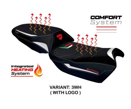 DMLV4G-3WH-1-HS Seat saddle cover Heating Comfort System White WH + logo T.I. for DUCATI MULTISTRADA V4 2021 > 2023