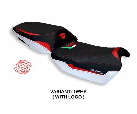 DMLV4HS-1WHR-1 Seat saddle cover Hama Special Color Ultragrip White - Red (WHR) T.I. for DUCATI MULTISTRADA V4 (SELLA NORMALE) 2021 > 2024