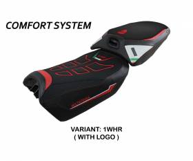 Sattelbezug Sitzbezug Meknes comfort system Weiss - Rot WHR + logo T.I. fur Ducati Multistrada V4 2022 > 2024