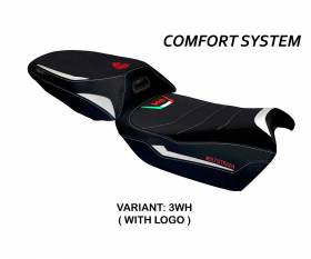 Seat saddle cover Rosita comfort system White WH + logo T.I. for Ducati Multistrada V4 2021 > 2024