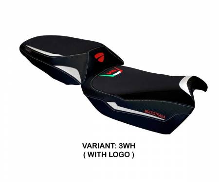 DMLV4T-3WH-1 Seat saddle cover Tokat White WH + logo T.I. for Ducati Multistrada V4 2021 > 2024