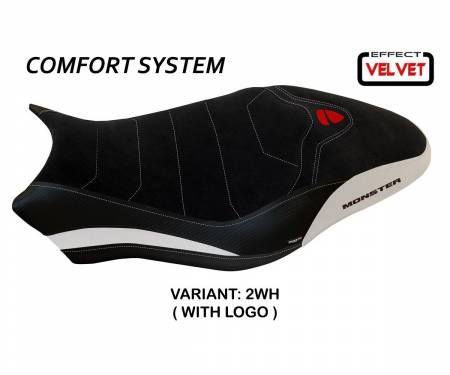 DMN77O1-2WH-7 Seat saddle cover Ovada 1 Velvet Comfort System White (WH) T.I. for DUCATI MONSTER 797 2017 > 2020