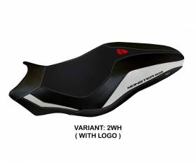 Seat saddle cover Lipsia 3 White WH + logo T.I. for Ducati Monster 821 2017 > 2020