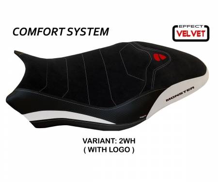 DMN81O1-2WH-7 Seat saddle cover Ovada 1 Velvet Comfort System White (WH) T.I. for DUCATI MONSTER 821 2017 > 2020