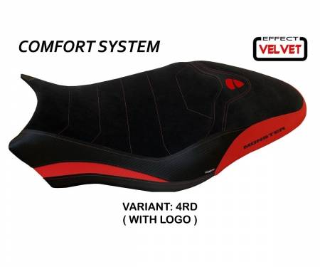 DMN81O1-4RD-7 Seat saddle cover Ovada 1 Velvet Comfort System Red (RD) T.I. for DUCATI MONSTER 821 2017 > 2020