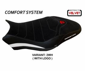 Housse de selle Ovada 2 Velvet Comfort System Blanche (WH) T.I. pour DUCATI MONSTER 821 2017 > 2020