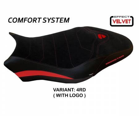 DMN81O2-4RD-7 Seat saddle cover Ovada 2 Velvet Comfort System Red (RD) T.I. for DUCATI MONSTER 1200 2017 > 2020