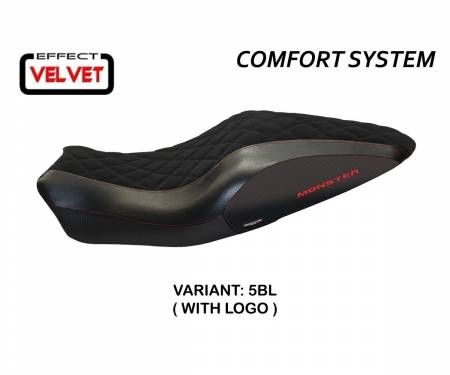 DMN821AVC-5BL-5 Seat saddle cover Andorra Velvet Comfort System Black (BL) T.I. for DUCATI MONSTER 1200 2014 > 2016