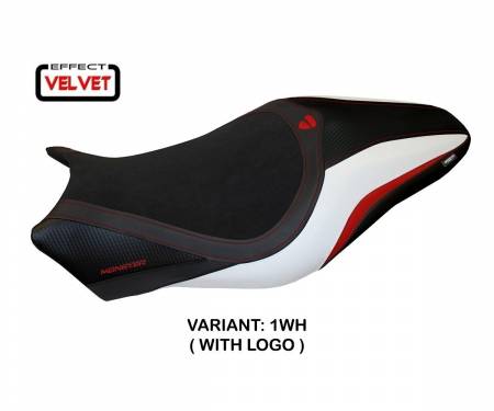 DMON12A-1WH-1 Seat saddle cover Alzira Velvet White (WH) T.I. for DUCATI MONSTER 797 2017 > 2020