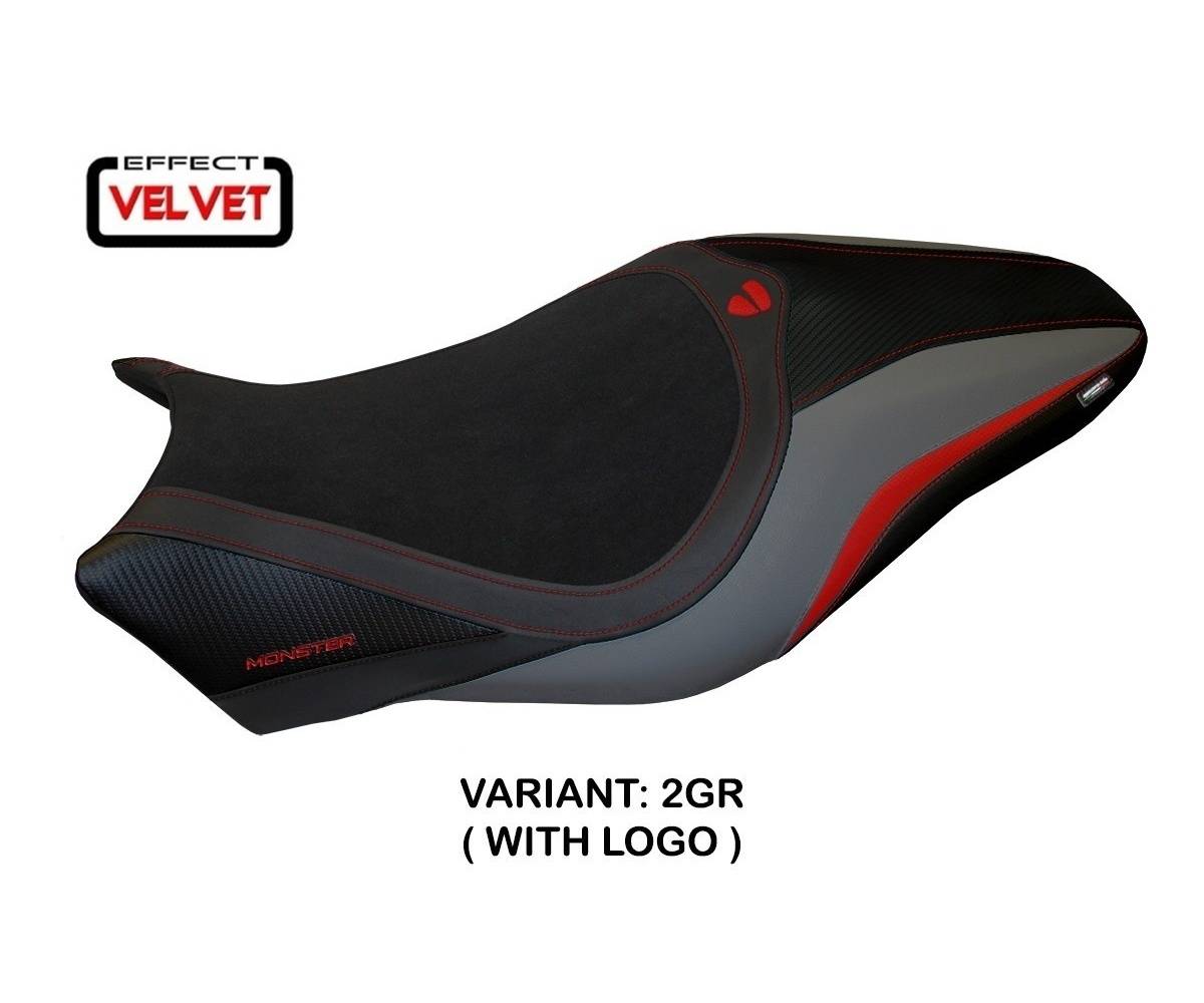DMON12V-2GR-1 Seat saddle cover Valencia Velvet Gray (GR) T.I. for DUCATI MONSTER 821 2017 > 2020