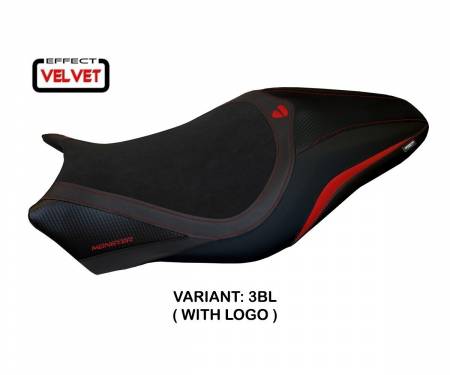 DMON12V-3BL-1 Housse de selle Valencia Velvet Noir (BL) T.I. pour DUCATI MONSTER 1200 2017 > 2020