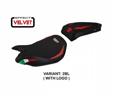 DP129P-2BL-1 Seat saddle cover Paris Velvet Black (BL) T.I. for DUCATI PANIGALE 1299 2015 > 2018