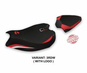 Seat saddle cover Tulcea Red - White (RDW) T.I. for DUCATI PANIGALE V2 2020 > 2022