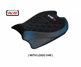 Seat saddle cover Harbin velvet Black BL + logo T.I. for Ducati Panigale V4 2018 > 2023