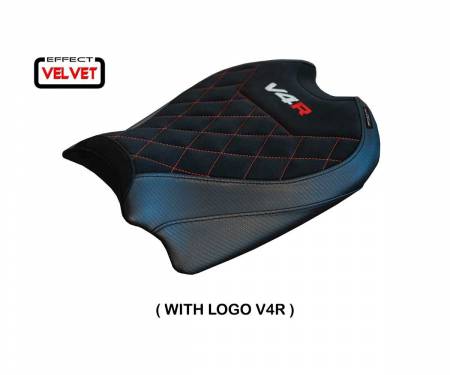 DPV4H-1BL-2 Seat saddle cover Harbin velvet Black BL + logo T.I. for Ducati Panigale V4 2018 > 2023