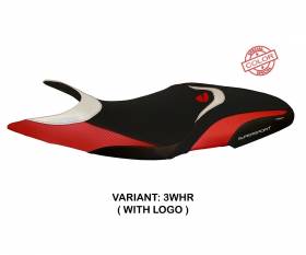 Seat saddle cover Massa Special Color White - Red (WHR) T.I. for DUCATI SUPER SPORT 2017 > 2022