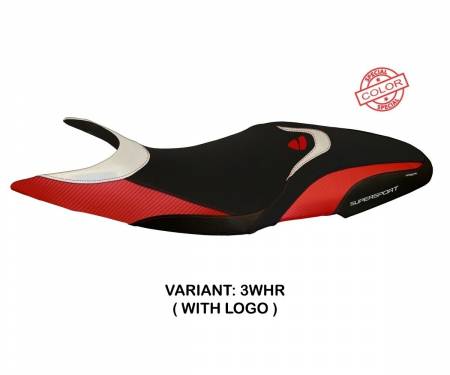 DSSMSC-3WHR-5 Seat saddle cover Massa Special Color White - Red (WHR) T.I. for DUCATI SUPER SPORT 2017 > 2022