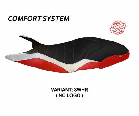 DSSPSCC-3WHR-4 Housse de selle Pistoia Special Color Comfort System Blanc- Rouge (WHR) T.I. pour DUCATI SUPER SPORT 2017 > 2022