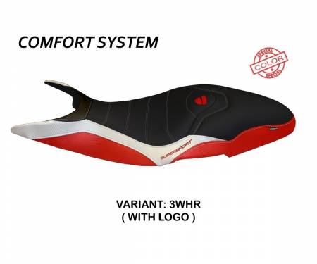 DSSPSCC-3WHR-5 Seat saddle cover Pistoia Special Color Comfort System White - Red (WHR) T.I. for DUCATI SUPER SPORT 2017 > 2022