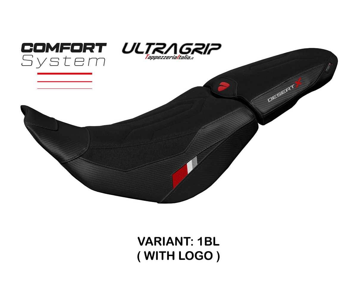 DSTXTC-1BL-1 Funda Asiento Thar ultragrip comfort system Negro BL + logo T.I. para Ducati Desert-X 2022 > 2024