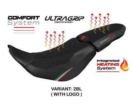 DSTXTT-2BL-1-HS Seat saddle cover Heating Comfort System Black BL + logo T.I. for DUCATI DESERT-X 2022 > 2023