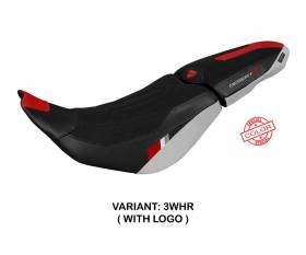 Seat saddle cover Thar ultragrip White - Red WHR + logo T.I. for Ducati Desert-X 2022 > 2024