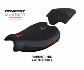 Seat saddle cover Mina comfort system Black BL + logo T.I. for Ducati Streetfighter V2 2022 > 2023