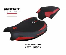 Sattelbezug Sitzbezug Mina comfort system Rot RD + logo T.I. fur Ducati Streetfighter V2 2022 > 2023