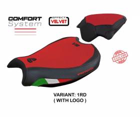 Sattelbezug Sitzbezug Mina velvet comfort system Rot RD + logo T.I. fur Ducati Streetfighter V2 2022 > 2023
