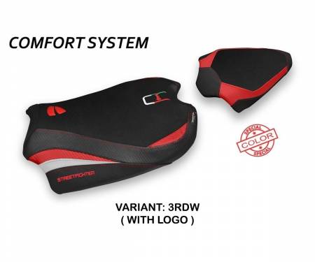 DSV4A-3RDW-1 Seat saddle cover Albena Comfort System Red - White (RDW) T.I. for DUCATI STREETFIGHTER V4 2020 > 2022
