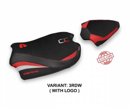 DSV4S-3RDW-1 Seat saddle cover Sumen Red - White (RDW) T.I. for DUCATI STREETFIGHTER V4 2020 > 2022