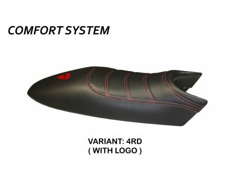 DUCMOTB-4RD-3 Sattelbezug Sitzbezug Total Black Comfort System Rot (RD) T.I. fur DUCATI MONSTER 1994 > 2007
