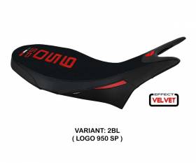 Rivestimento sella Hyperconcept Velvet Nero BL + logo T.I. per Ducati Hypermotard 950 2019 > 2024