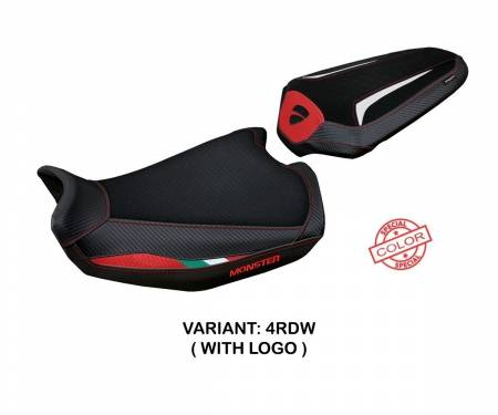DUMO21L-4RDW-1 Seat saddle cover Linosa Red - White (RDW) T.I. for DUCATI MONSTER 937 2021