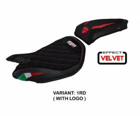 Seat saddle cover Girona velvet Red RD + logo T.I. for Ducati Panigale 1299 2015 > 2018