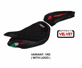 Seat saddle cover Girona velvet Red RD + logo T.I. for Ducati Panigale 959 2016 > 2018