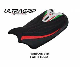 Housse de selle Coimbra ultragrip Argent 4R + logo T.I. pour Ducati Panigale V4 2018 > 2023
