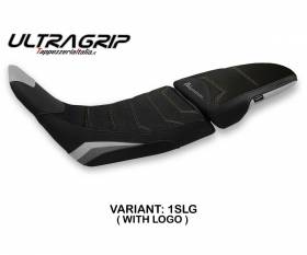 Housse de selle Elafina ultragrip Argent - Or SLG + logo T.I. pour Honda Africa Twin 1100 Adventure Sport 2020 > 2023