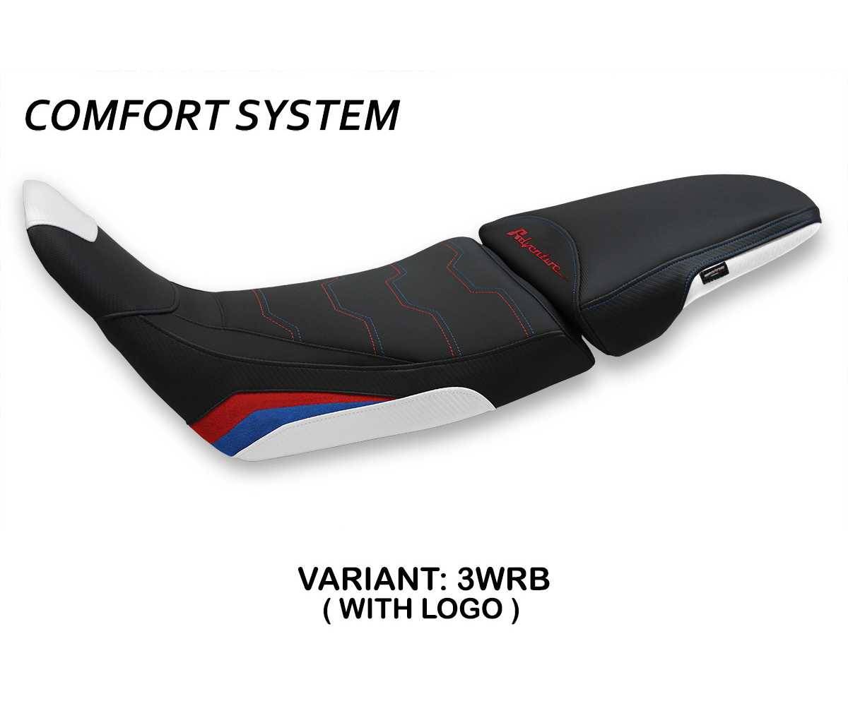 HA11AG-3WRB-6 Seat saddle cover Gorgiani comfort system White - Red - Blue WRB + logo T.I. for Honda Africa Twin 1100 Adventure Sport 2020 > 2023
