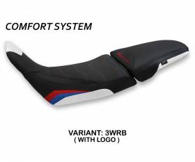Housse de selle Gorgiani comfort system Blanche - Rouge - Bleu WRB + logo T.I. pour Honda Africa Twin 1100 Adventure Sport 2020 > 2023