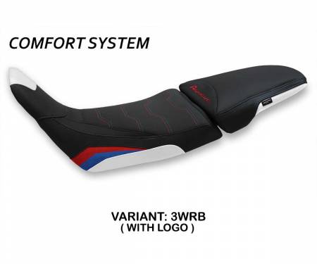 HA11AG-3WRB-6 Housse de selle Gorgiani comfort system Blanche - Rouge - Bleu WRB + logo T.I. pour Honda Africa Twin 1100 Adventure Sport 2020 > 2023