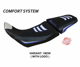 Housse de selle Amber special color comfort system Bleu - Blanche BEW + logo T.I. pour Honda Africa Twin 1100 Adventure Sport 2020 > 2023