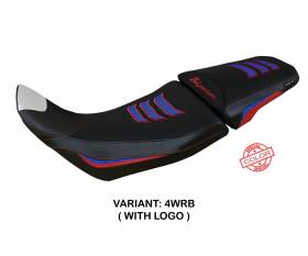 Housse de selle Amber special color Blanche - Rouge - Bleu WRB + logo T.I. pour Honda Africa Twin 1100 Adventure Sport 2020 > 2023