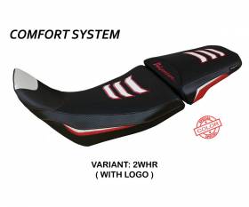 Seat saddle cover Deline special color comfort system White - Red WHR + logo T.I. for Honda Africa Twin 1100 2020 > 2023