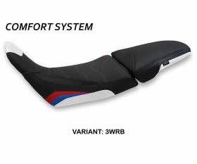 Seat saddle cover Vinh comfort system White - Red - Blue WRB + logo T.I. for Honda Africa Twin 1100 2020 > 2023