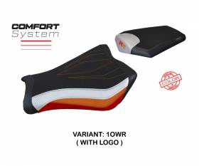 Seat saddle cover Janela special color comfort system Orange - White - Red OWR + logo T.I. for Honda CBR 1000 RR 2008 > 2016