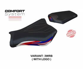 Housse de selle Janela special color comfort system Blanche - Rouge - Bleu WRB + logo T.I. pour Honda CBR 1000 RR 2008 > 2016
