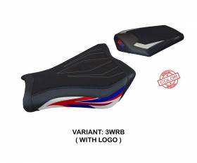 Housse de selle Janela special color ultragrip Blanche - Rouge - Bleu WRB + logo T.I. pour Honda CBR 1000 RR 2008 > 2016