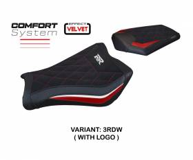 Seat saddle cover Janela velvet comfort system Red - White RDW + logo T.I. for Honda CBR 1000 RR 2008 > 2016